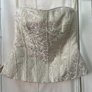 White House Black Market Strapless Bustier, Cream & Gold Size 0